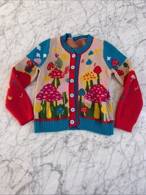 Mini Berni Mushroom Sweater Cardigan Sz 8/9Y Girl